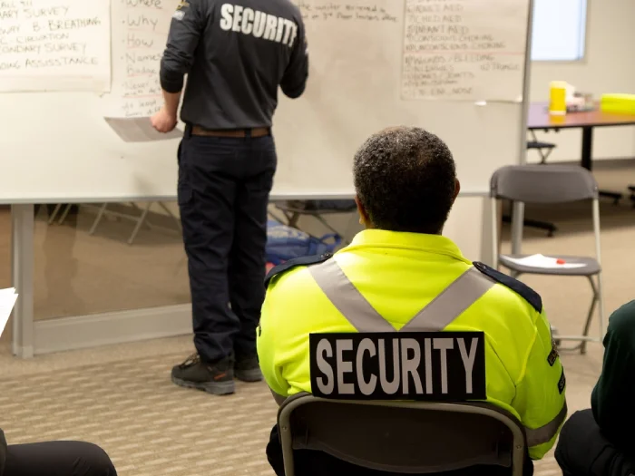 Security guard training classroom session